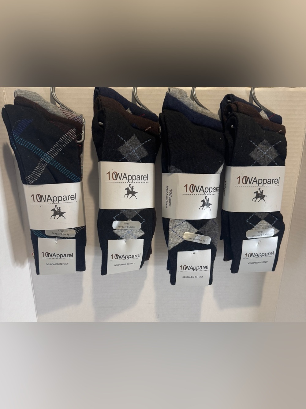 10W Apparel  12-pairs Jacquard Mens Socks, Sock Size 10-13